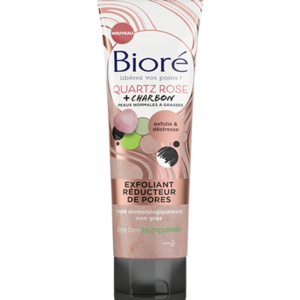 BIORÉ EXFOLIANT RÉDUCTEUR DE PORES - PEAUX NORMALES À GRASSES - QUARTZ ROSE